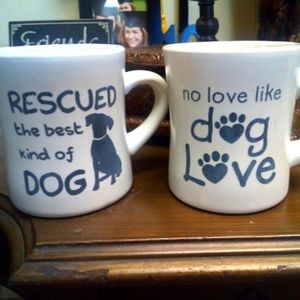 Pair Dog Love MWare Restaurant Ware Ceramic  Coffee Tea Mug EUC 